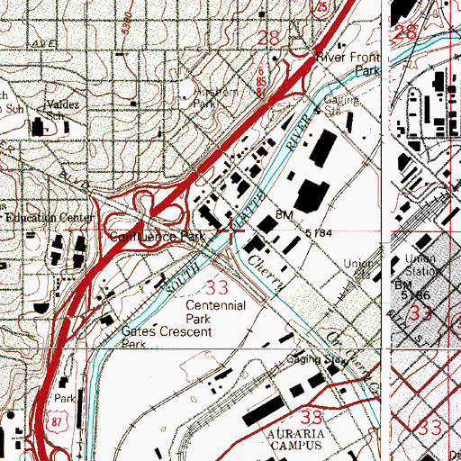 Topographic Map of Confluence Park, CO