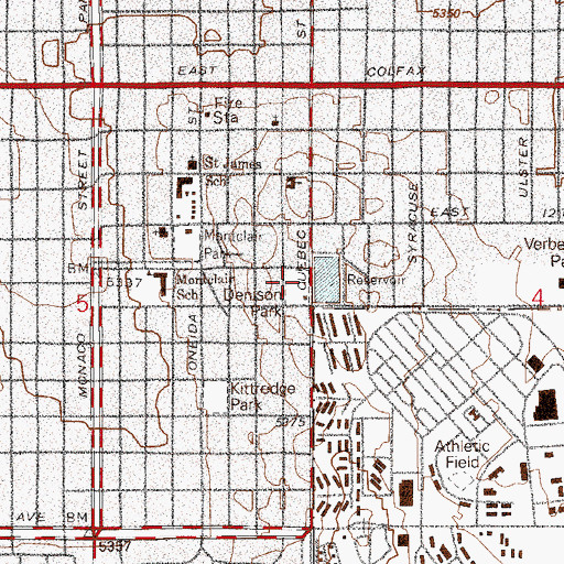 Topographic Map of Denison Park, CO