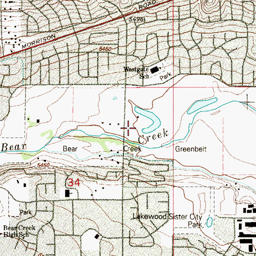Topographic Map of Bear Creek Greenbelt, CO