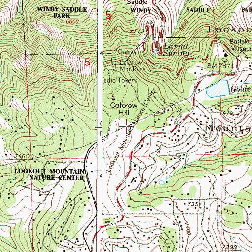 Topographic Map of Lookout Mountain Nature Center, CO