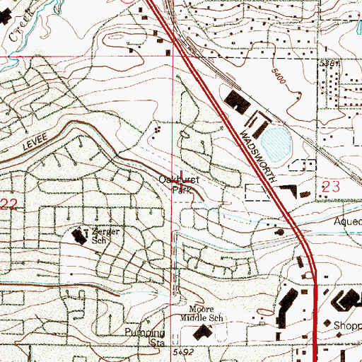 Topographic Map of Oakhurst Park, CO