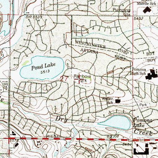 Topographic Map of Rainbow Park, CO