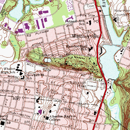 Topographic Map of Mill Rock, CT