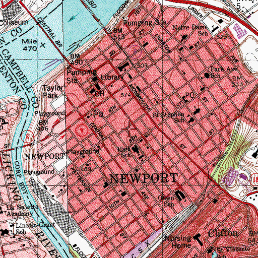 Topographic Map of Newport Baptist Tabernacle (historical), KY
