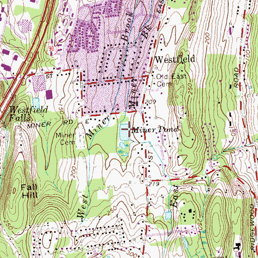 Topographic Map of Miner Pond, CT