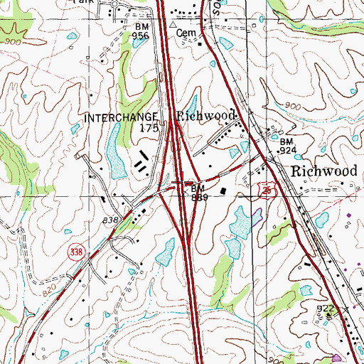 Topographic Map of Interchange 175, KY