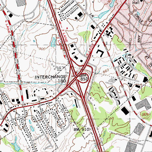 Topographic Map of Interchange 180, KY