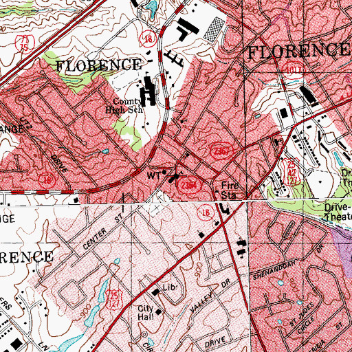 Topographic Map of Florence Elementary School, KY