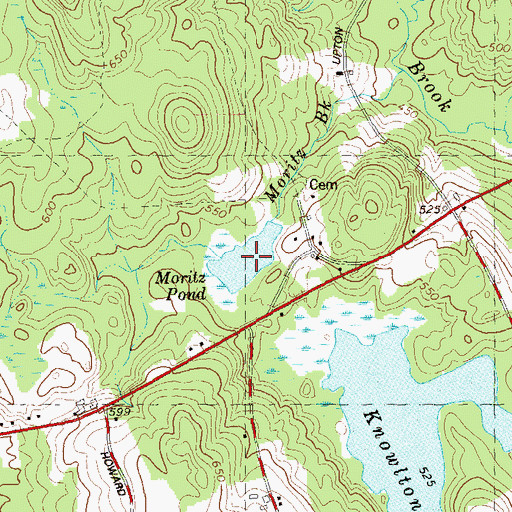 Topographic Map of Moritz Pond, CT