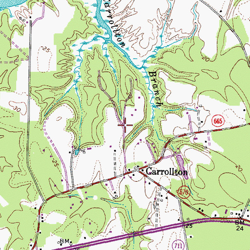 Topographic Map of Carrollton Estates, VA