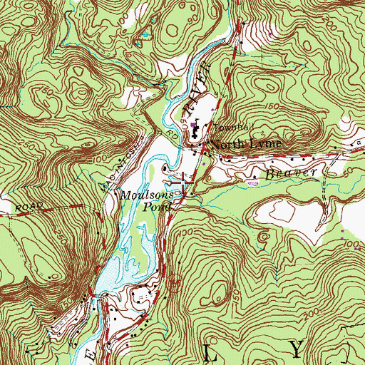Topographic Map of Moulsons Pond, CT
