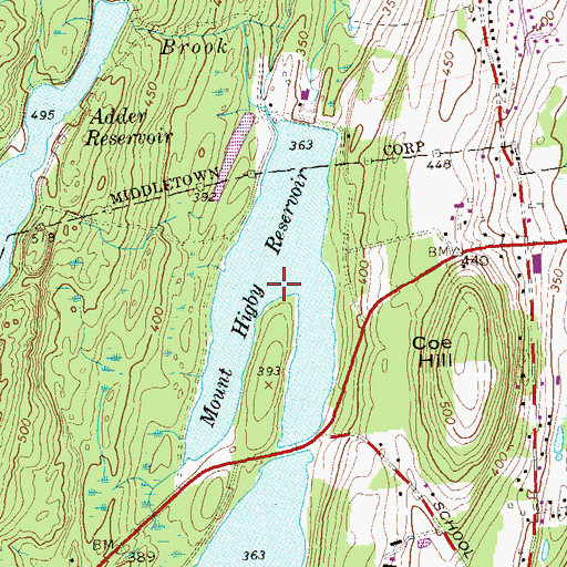 Topographic Map of Mount Higby Reservoir, CT