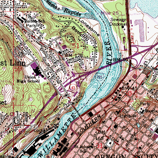Topographic Map of West Bridge Park, OR