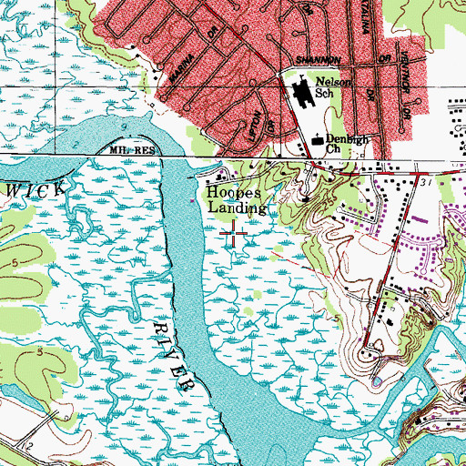 Topographic Map of Denbigh Park, VA