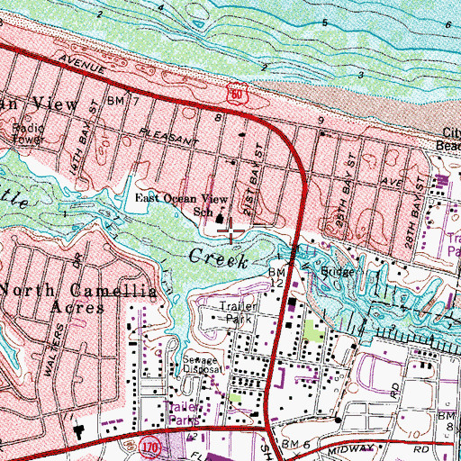 Topographic Map of East Ocean View Community Park, VA