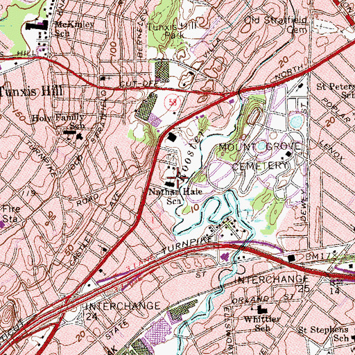 Topographic Map of Nathan Hale School, CT