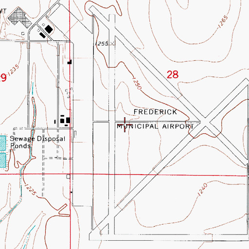 Topographic Map of Frederick Army Air Field (historical), OK