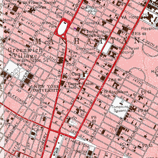 Topographic Map of Hebrew Technical Institute (historical), NY