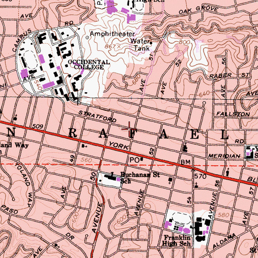 Topographic Map of Hamilton Sanitarium, CA