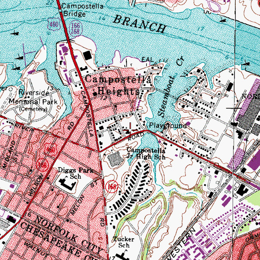 Topographic Map of Campostella Seventh Day Adventist Church, VA