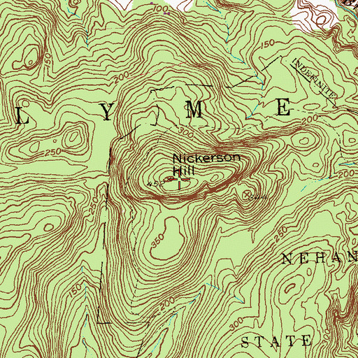 Topographic Map of Nickerson Hill, CT