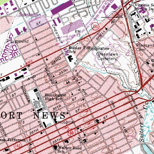 Topographic Map of Second Baptist Church of East End, VA