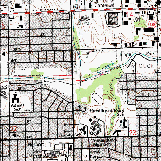 Topographic Map of Robin Creek, IA
