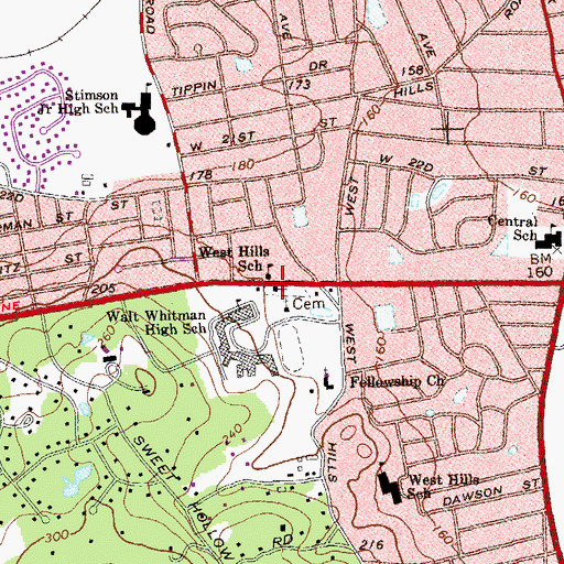 Topographic Map of West Hills Church, NY