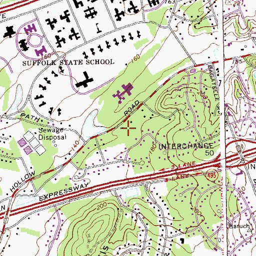 Topographic Map of Half Hollow Hills School (historical), NY
