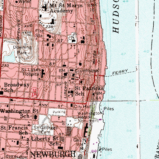 Topographic Map of Newburgh Free Library, NY