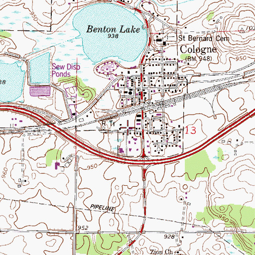 Topographic Map of Cologne Fire Department, MN