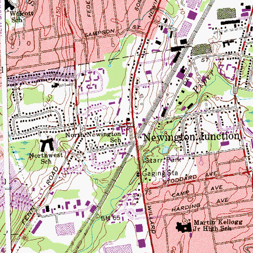 Topographic Map of North Newington School, CT