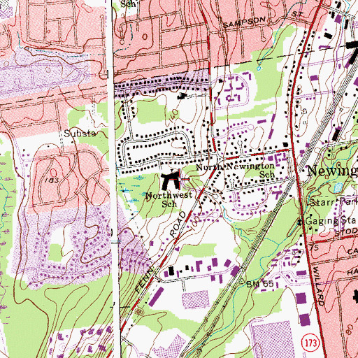 Topographic Map of Anna Reynolds Elementary School, CT