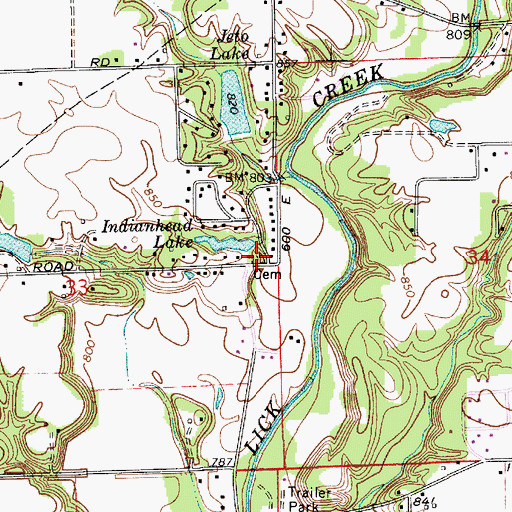 Topographic Map of Barlow Cemetery, IN