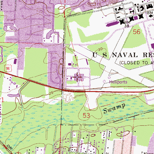 Topographic Map of Naval Hospital Pensacola, FL