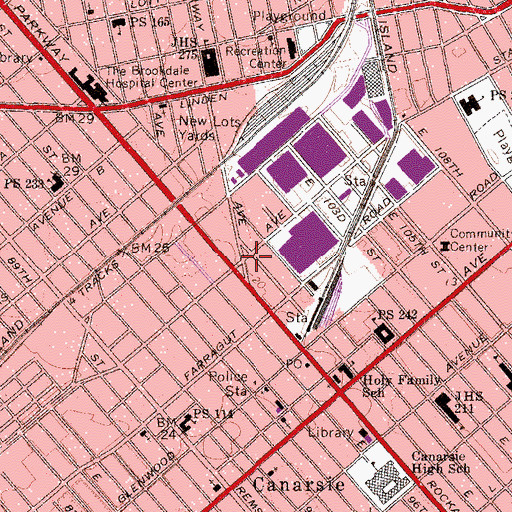 Topographic Map of New York Police Department 69th Precinct Station, NY