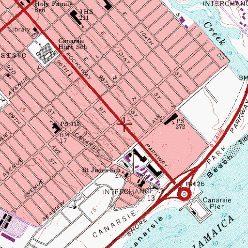 Topographic Map of First Church of Brooklyn, NY