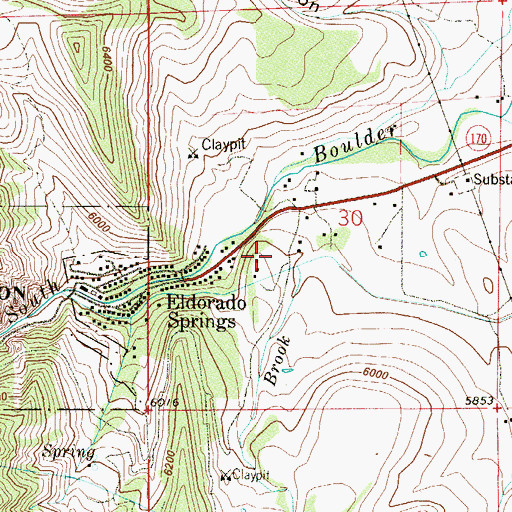 Topographic Map of Eldorado Springs Cemetery, CO