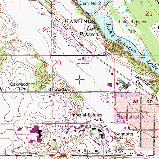 Topographic Map of Featherstone Ponding Basin, MN