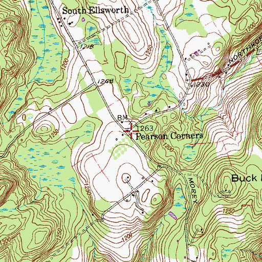 Topographic Map of Pearson Corners, CT