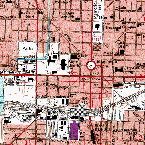 Topographic Map of One North Capitol Center, IN