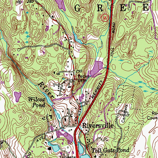 Topographic Map of Pecks Cemetery, CT