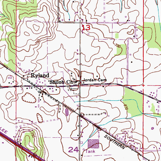 Topographic Map of Steger-Ormond Cemetery, AL