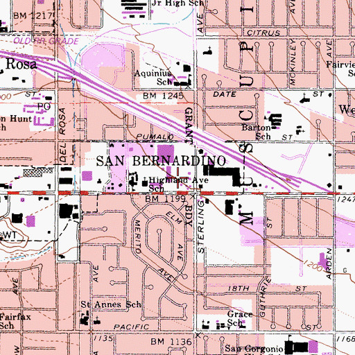 Topographic Map of Arrowhead Regional Medical Center - McKee Family Health Center, CA