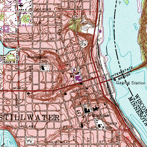 Topographic Map of Stillwater Public Library, MN