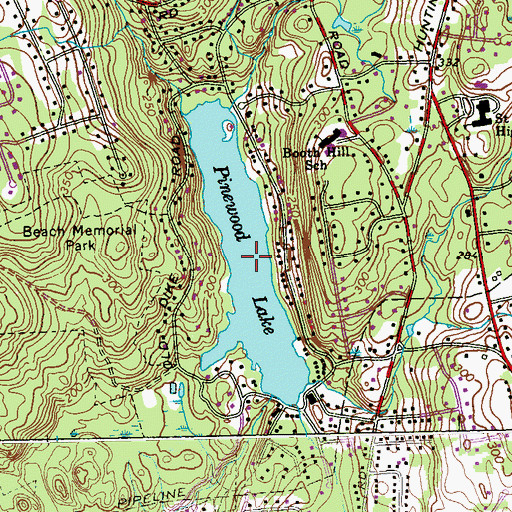 Topographic Map of Pinewood Lake, CT