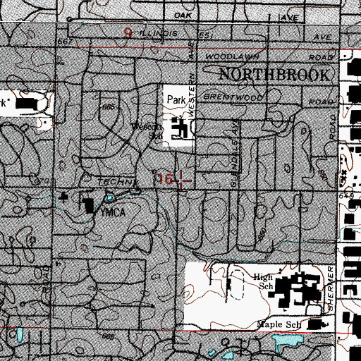 Topographic Map of Cedarbrook Court, IL