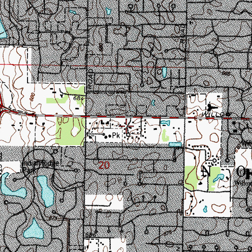 Topographic Map of Porters Glenview Subdivision, IL