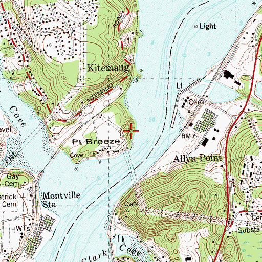 Topographic Map of Point Breeze, CT