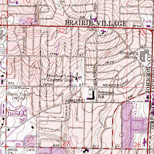 Topographic Map of Meadow Lake Park, KS